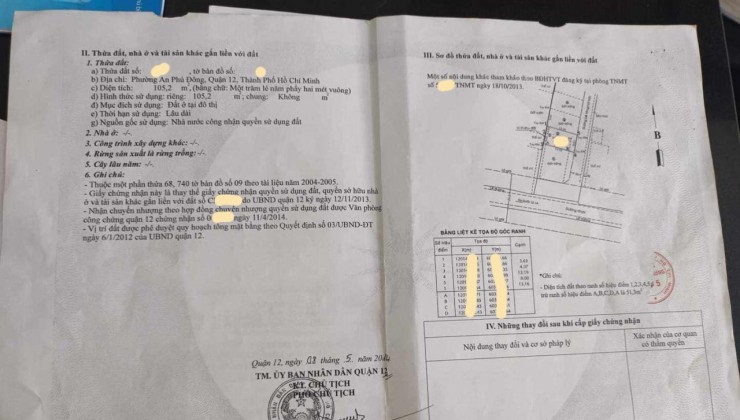 Bán nhà An Phú Đông 25 P. An Phú Đông Q. 12, 105.2m2, giá chỉ 6.x tỷ